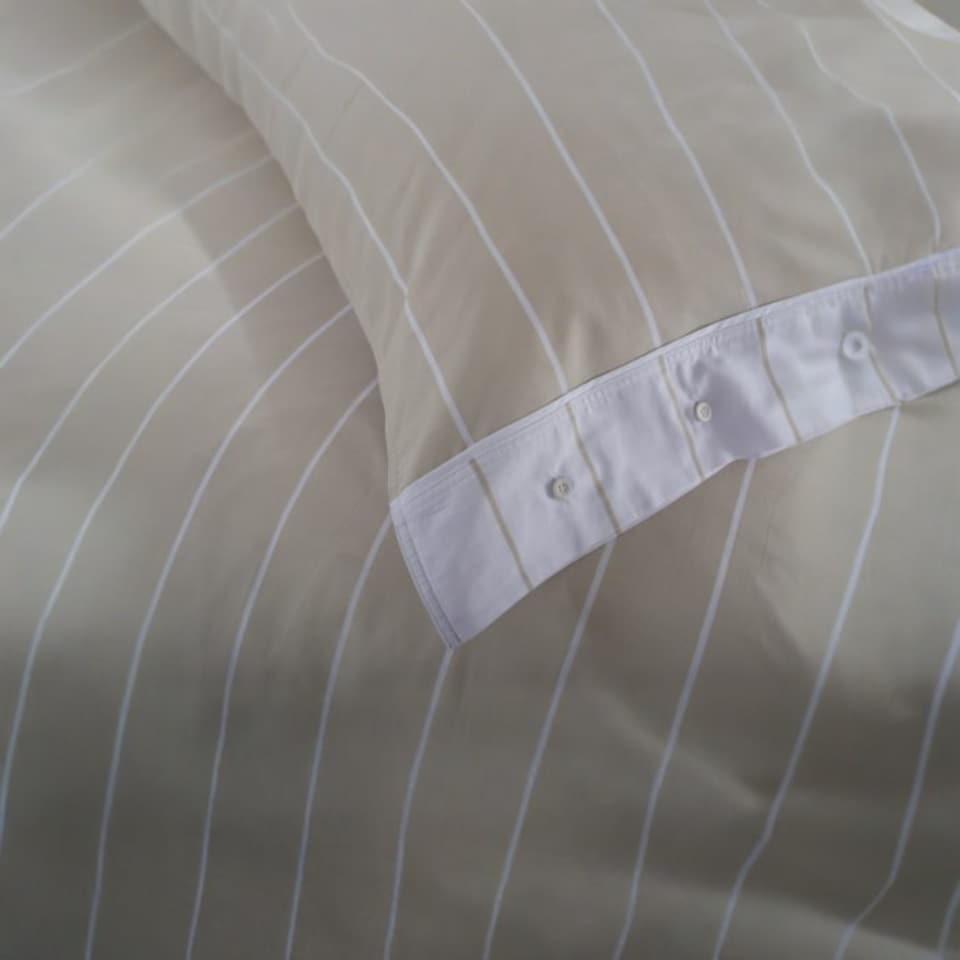 image 1 of TLC Pin Stripe Duvet Set | Cream | Cream | Double | 1