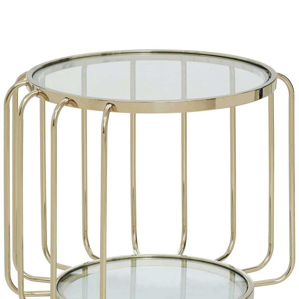 image 1 of Interiors by Premier Modern Gold Side Table, Contemporary Gold Side Table with Glass Top, Luxury Side Table for Living Room Gold