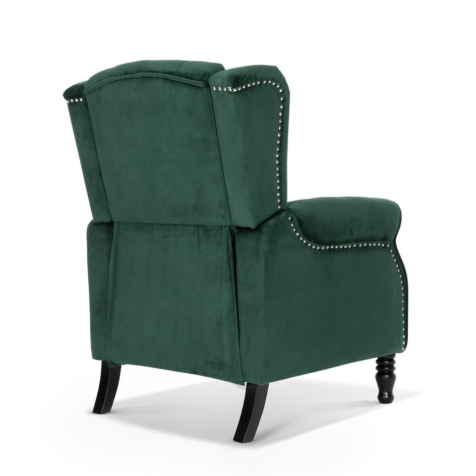 image 1 of Velvet Bottle Green Marianna Manual Recliner Wingback Chair