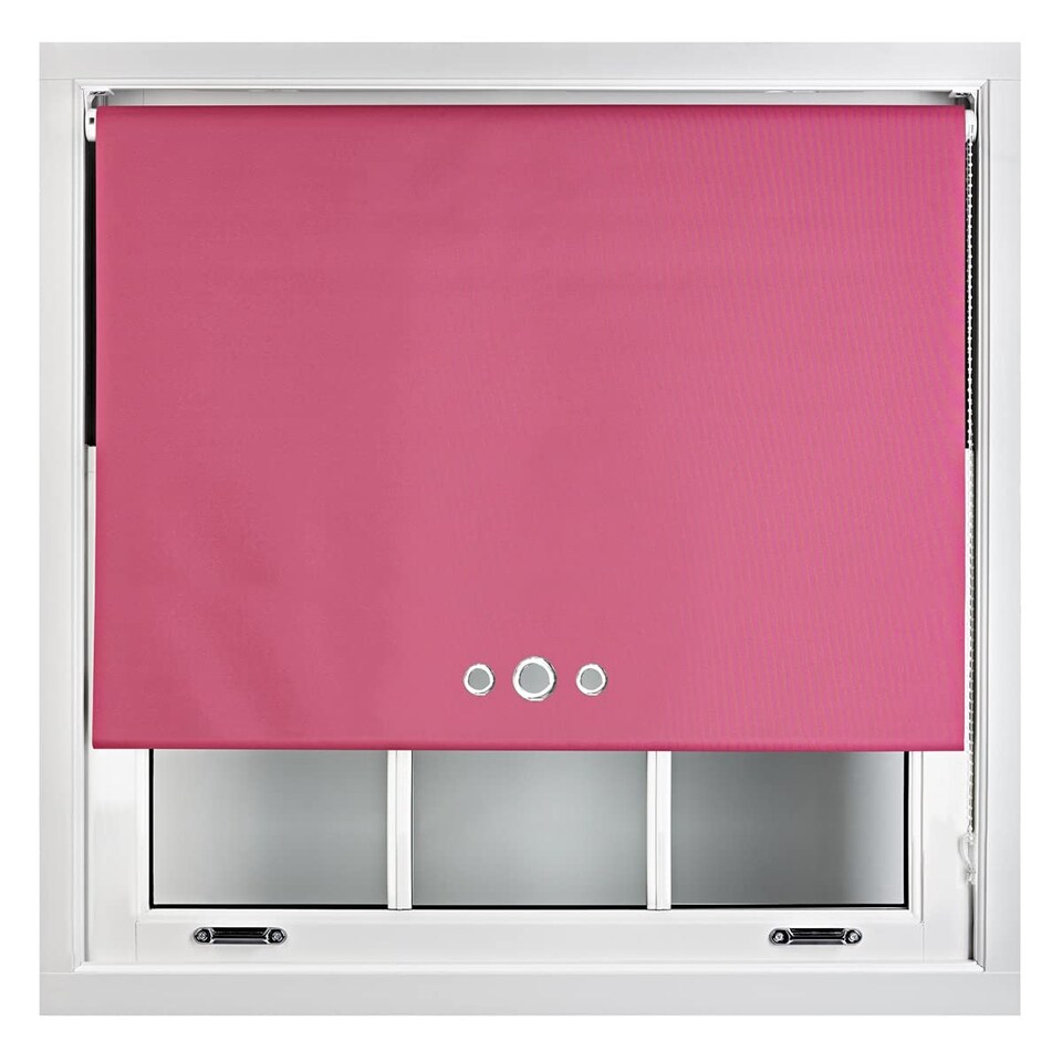 image 1 of FURNISHED Blackout Roller Blinds with Triple Round Eyelets Cut to Size Easy Fit Window Shade | Pink | Fuchsia | (W) 210cm x (L) 210cm