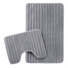 Ribbed Bath Mat Set in Charcoal | Grey | Charcoal