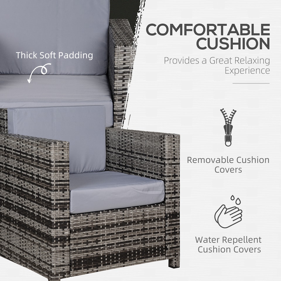 image 1 of Outsunny Single Seater Rattan Chair, PE Wicker Garden Armchair with 10 cm Thickened Cushion, All-Weather Rattan Garden Chair with Armrests, Grey | Grey | Grey | One Size