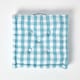image 3 of Homescapes Blue Block Check Cotton Gingham Floor Cushion - 40 x 40 cm | Blue | 40 x 40 cm