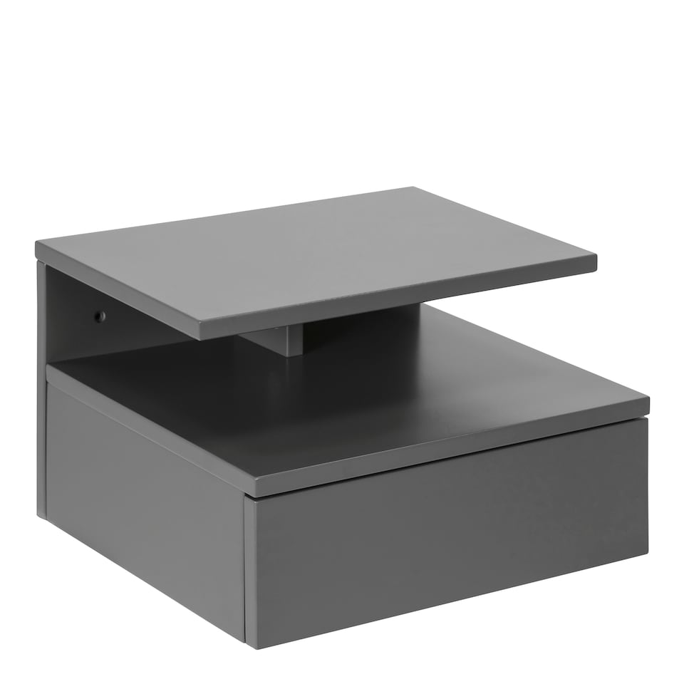 image 1 of Ashlan Bedside Table with 1 Drawer in Grey