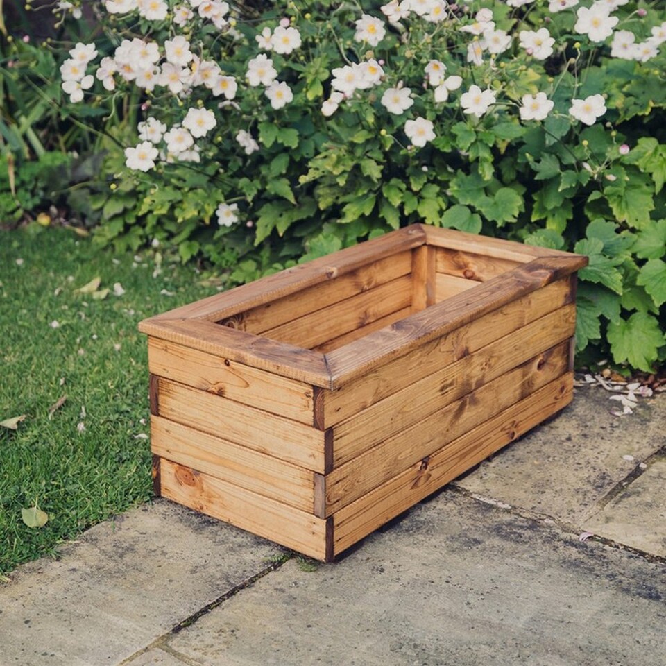 image 1 of Multi Pack of 2 - Valley Trough Medium - Timber - L39 x W79 x H32 cm - Garden Planter - Fully Assembled | Brown
