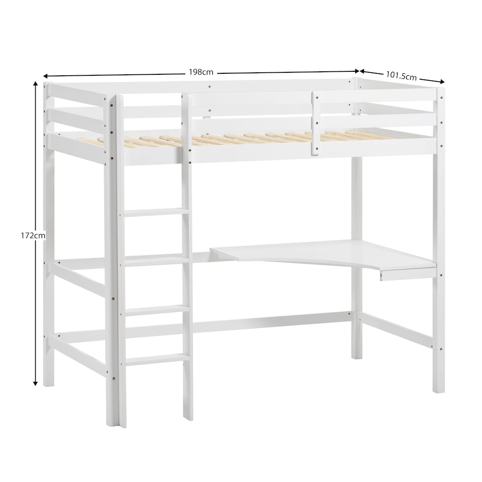 image 1 of Vida Designs Sydney Kids Bunk Bed With Desk - Suitable for 3ft Single Mattress - White