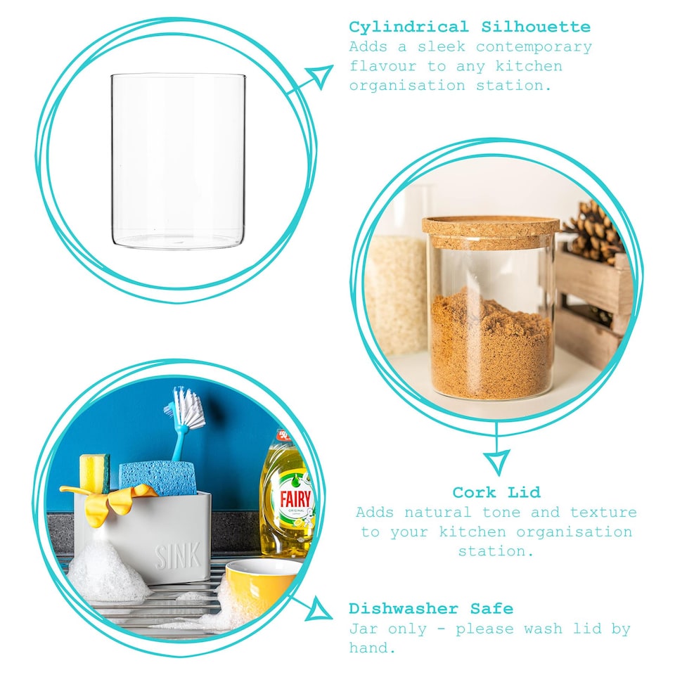 image 1 of Argon Tableware Scandi Storage Jar with Cork Lid - 1 Litre