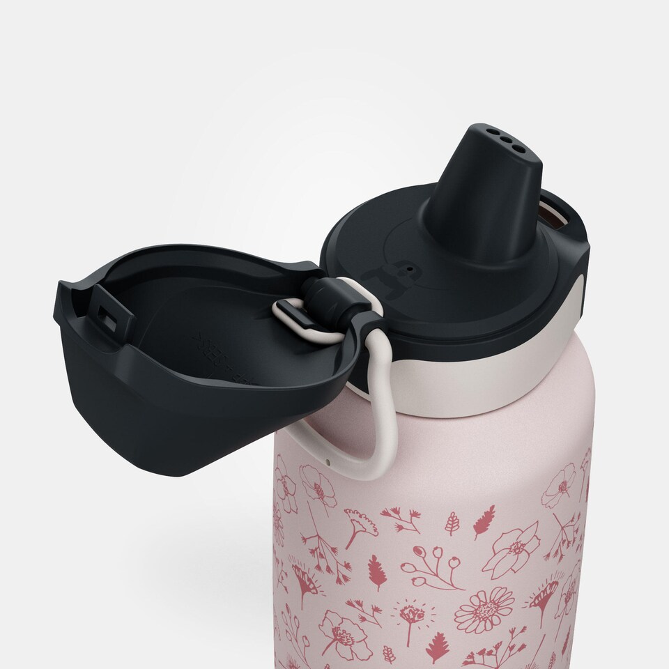 image 1 of Decathlon 0.6 L kids’ stainless steel water flask 500 with instant stopper for hiking