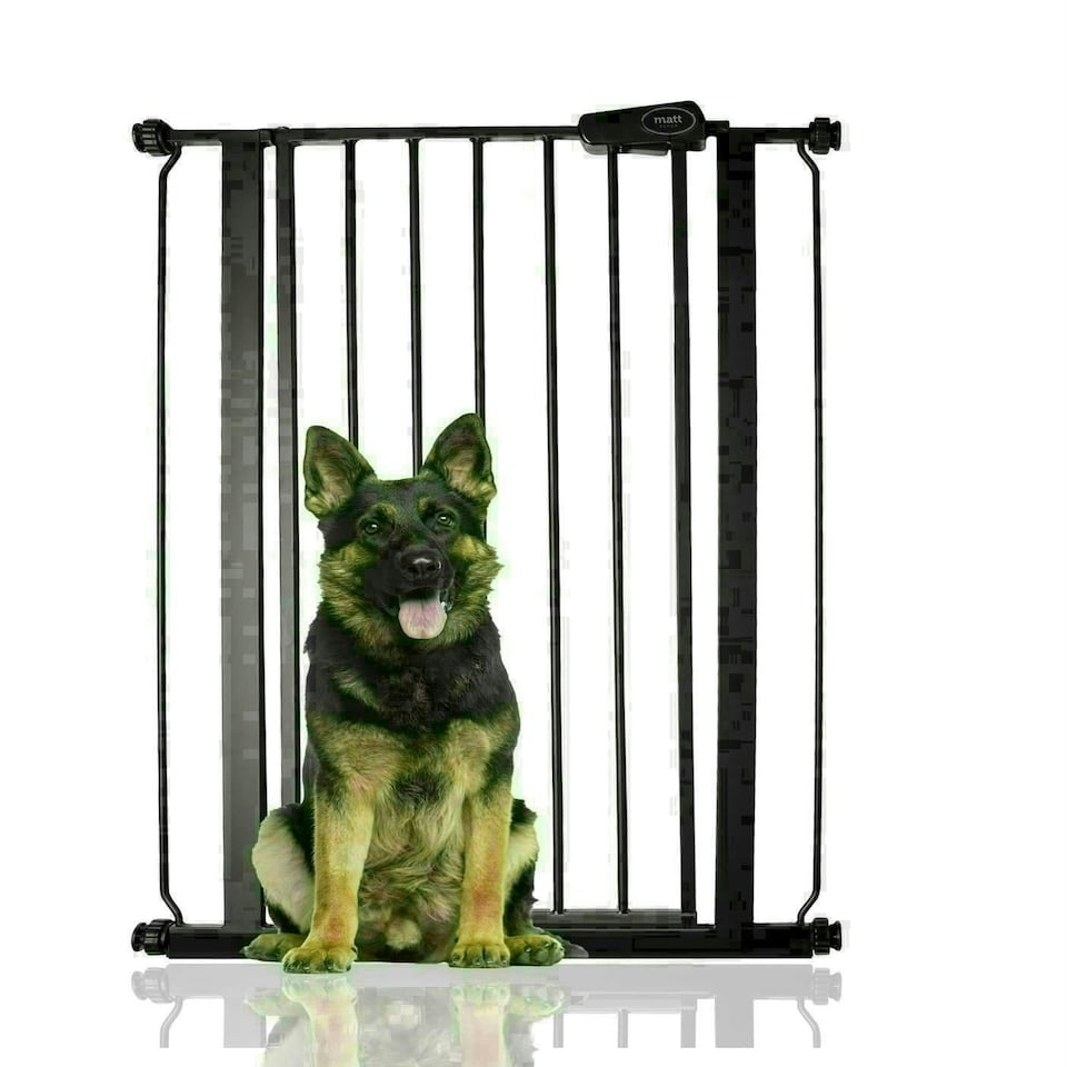 image 1 of Bettacare Child and Pet Gate Narrow, 68.5cm - 75cm, Matt Black, Extra Tall Gate 104cm in Height, Narrow Pressure Fit Stair Gate