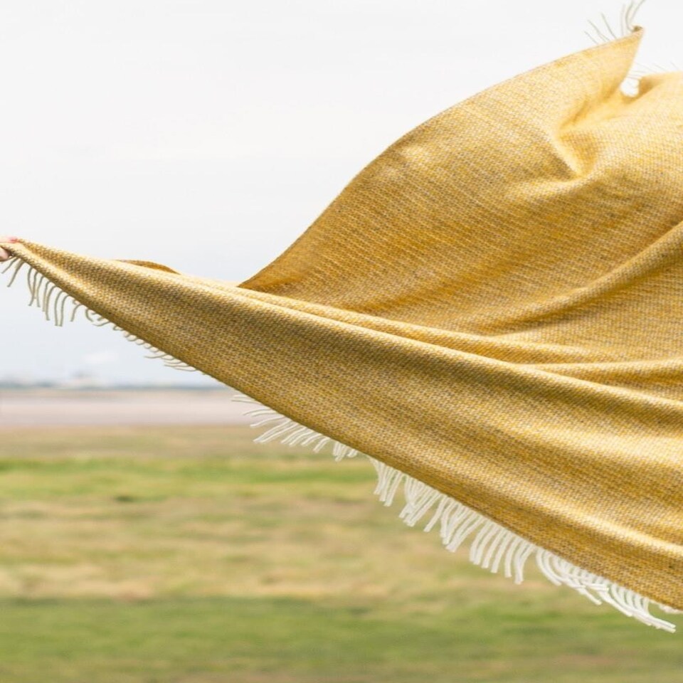 image 1 of Lifestyle Illusion Throw/Blanket - Yellow/Grey