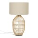 image 4 of ValueLights Hollins Painted Natural Table Lamp with Small Natural Drum Shade and LED Bulb