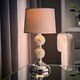 image 2 of ValueLights Modern Decorative Chrome And Mosaic Crackle Glass Table Lamp With Grey Shade