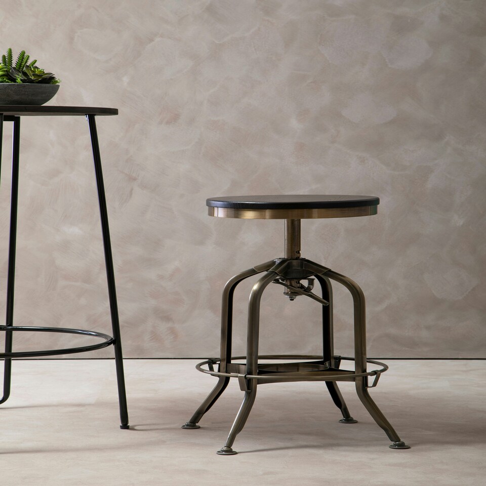 image 1 of Gator Ash Wood Seat Metallic Stool Gold