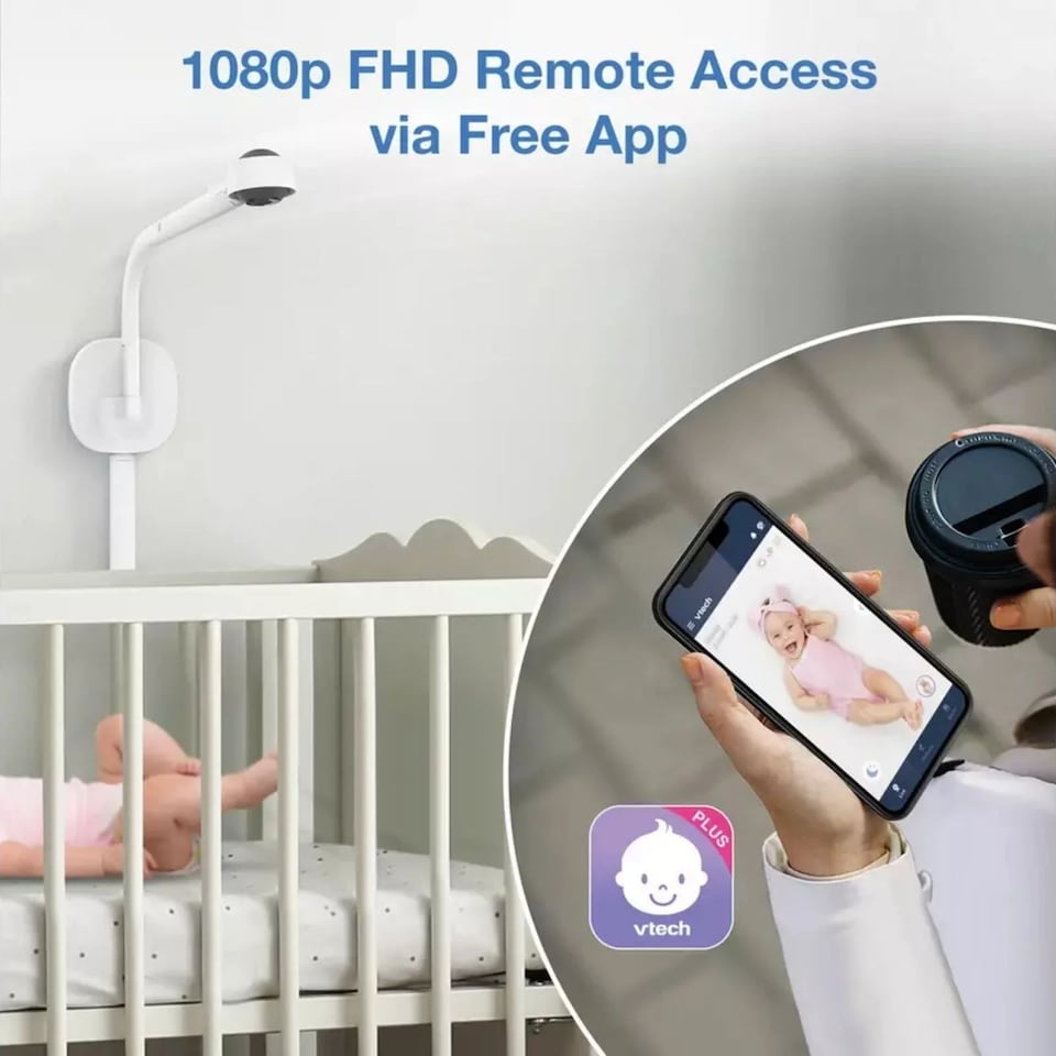 image 1 of VTech RM7787HD 7" Over-the-Cot Smart HD Video Baby Monitor