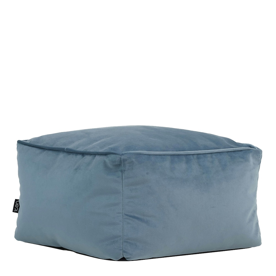 image 1 of icon Amara Velvet Bean Bag Pouffe Mineral Blue Blue