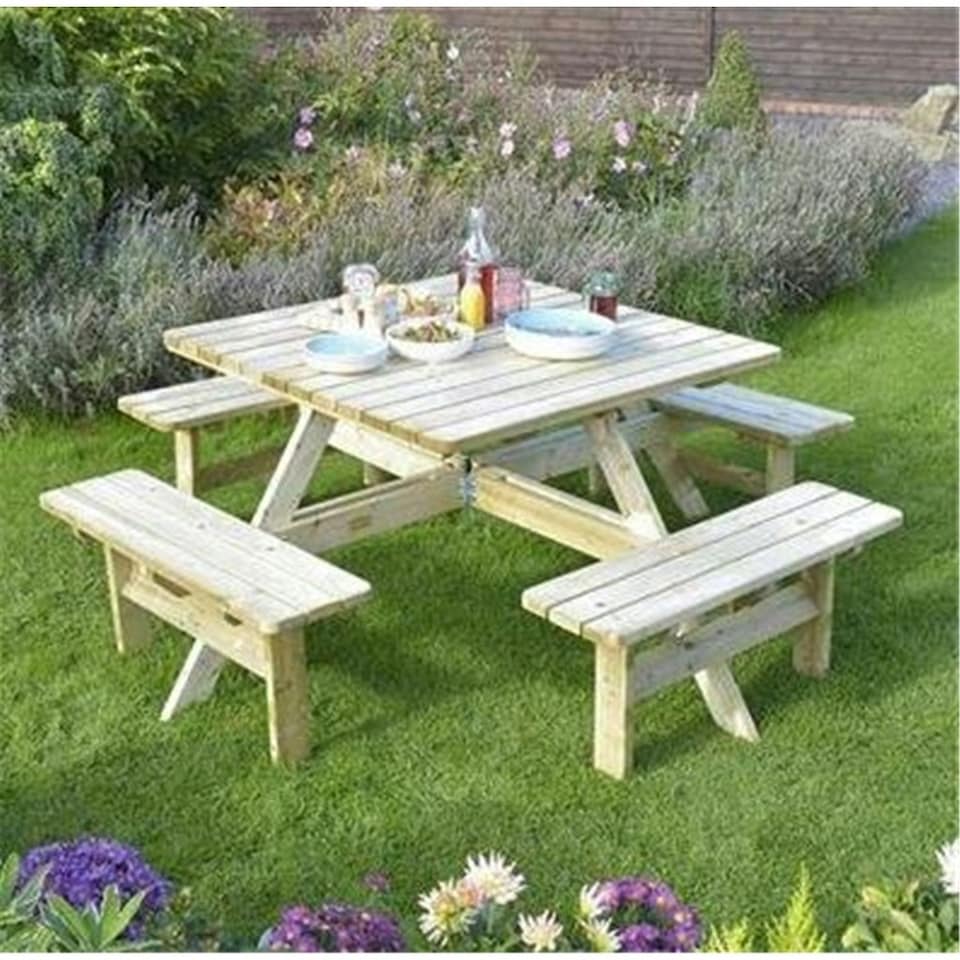 image 1 of Deluxe Square Picnic Garden Table (6.5ft x 6.5ft)