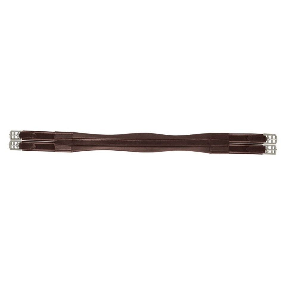 HyCOMFORT Leather Padded Double Elasticated Atherstone Girth - Brown - 56in