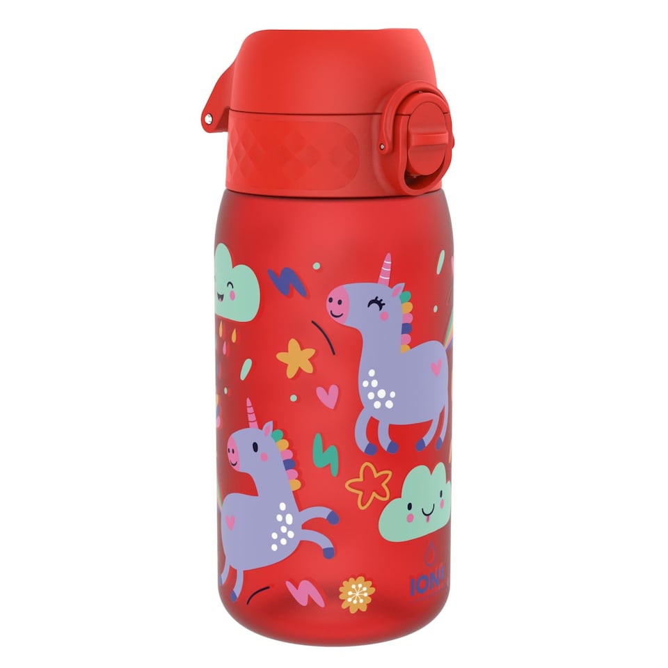 image 1 of Leak Proof Kids Water Bottle, BPA Free, 350ml (12oz) | Red | Unicorns Red | One Size