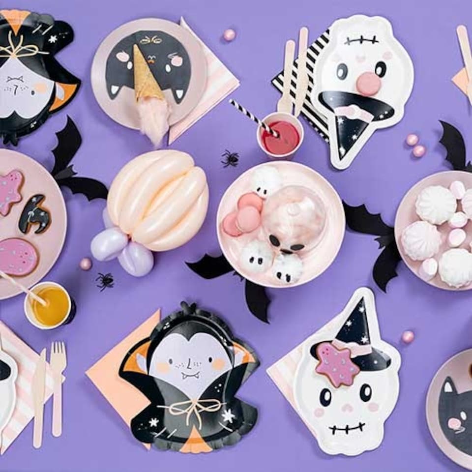 image 1 of Dracula Vampire Shaped Halloween Paper Plates 25cm - Pack of 6