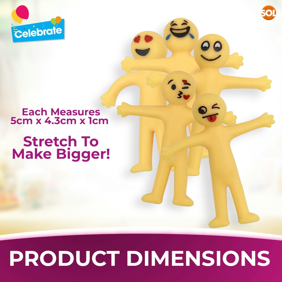 image 1 of SOL 30pk Yellow Stretchy Men Party Bag Fillers For Kids, Fun Flexible Stretchy