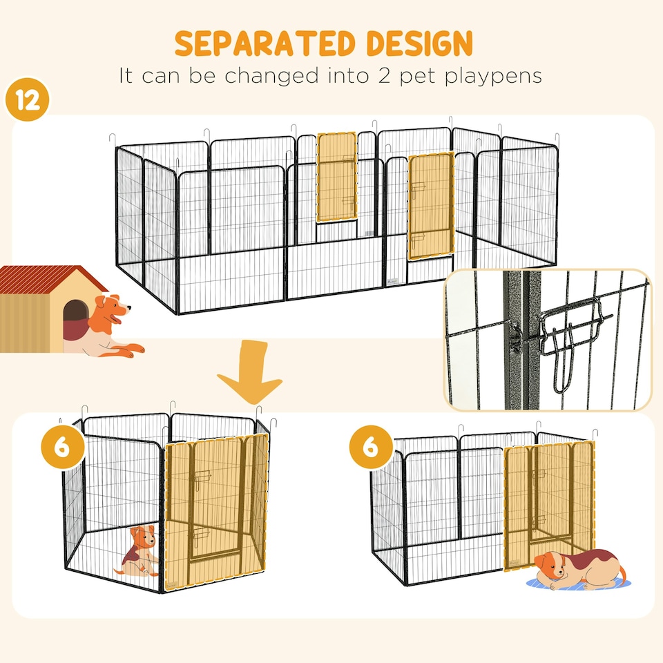 image 1 of Heavy Duty Puppy Play Pen, 12 Panels Pet Exercise Pen, for Indoors, Outdoors