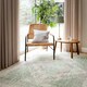 image 2 of KUKOON Pastel Green Distressed Persian Medallion Non Slip Washable Low Pile Rug 60cm x 110cm Green