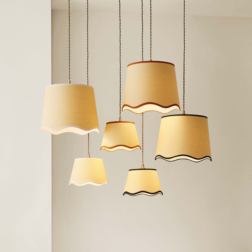 image 1 of ValueLights Dutton Natural Black Trim Scallop Large Ceiling Lamp Shade | Black