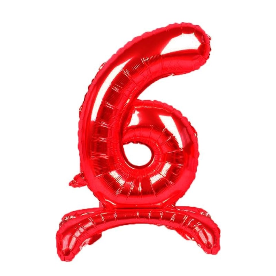 Realmax Standing Number 6 Foil Balloon - Red - One Size