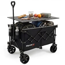 MoverX 120L/150kg Folding Camping Table Trolley - Black