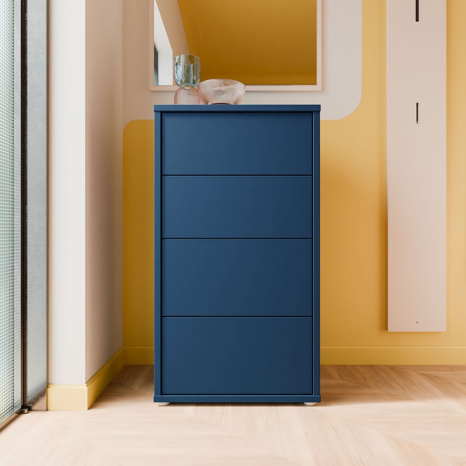 image 1 of Alice Springs Tall 4 Drawer Chest with Push-to-Open Drawers in Night Blue