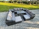 image 2 of Fimous Rattan Garden Furniture Set 11 Seater Patio Outdoor Lounge Sofa Set with 2 Side Tables Rectangular Dining Table 2 Big Footstool Dark Grey Mixed