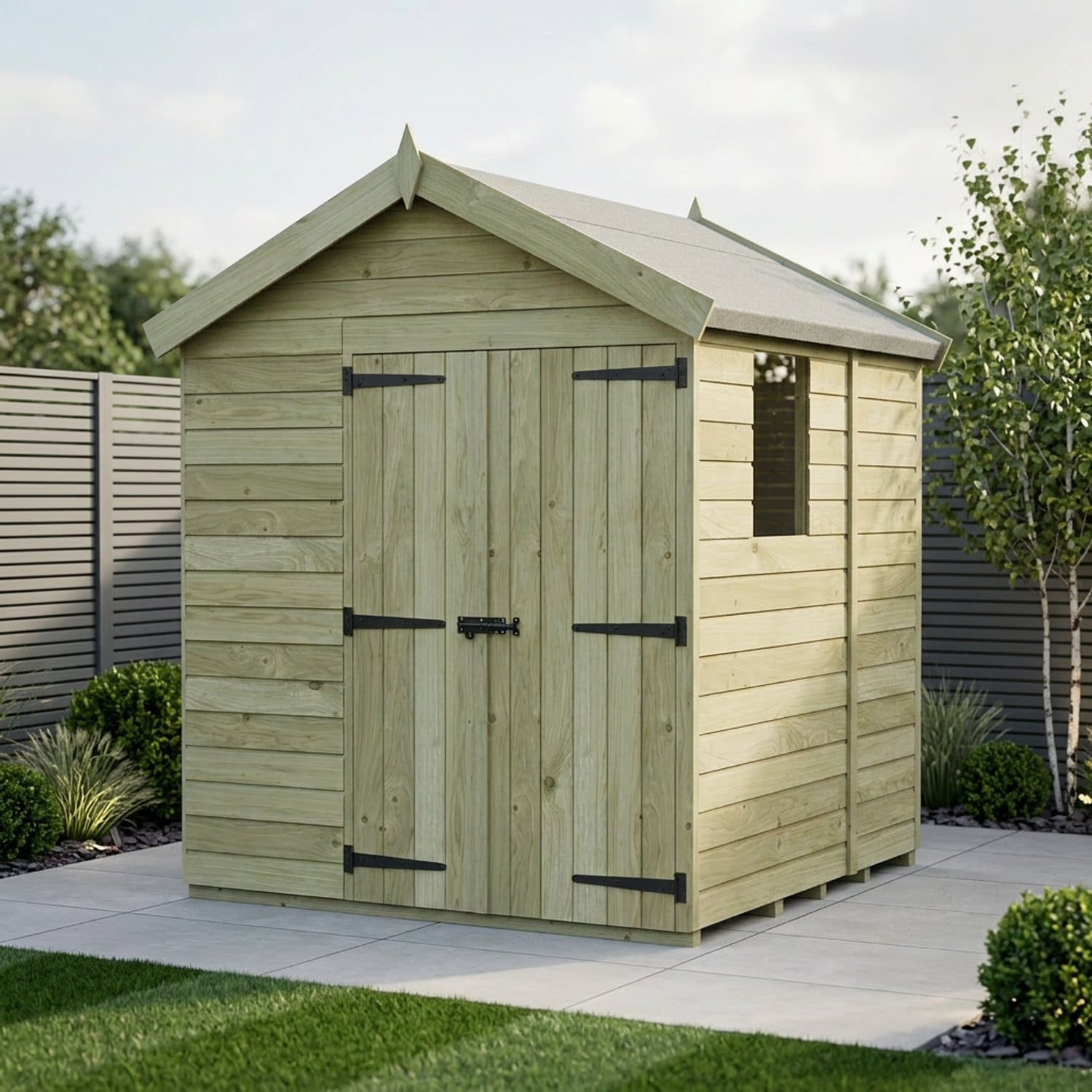 7 x 5 Apex Shed (Double Door, With Windows)
