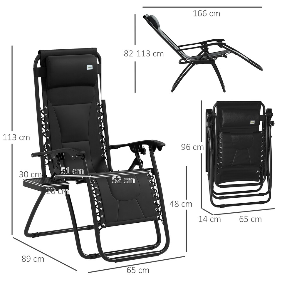 image 1 of Outsunny 2 Pcs Zero Gravity Lounger Folding Recliner Chair Cup Holder Brown