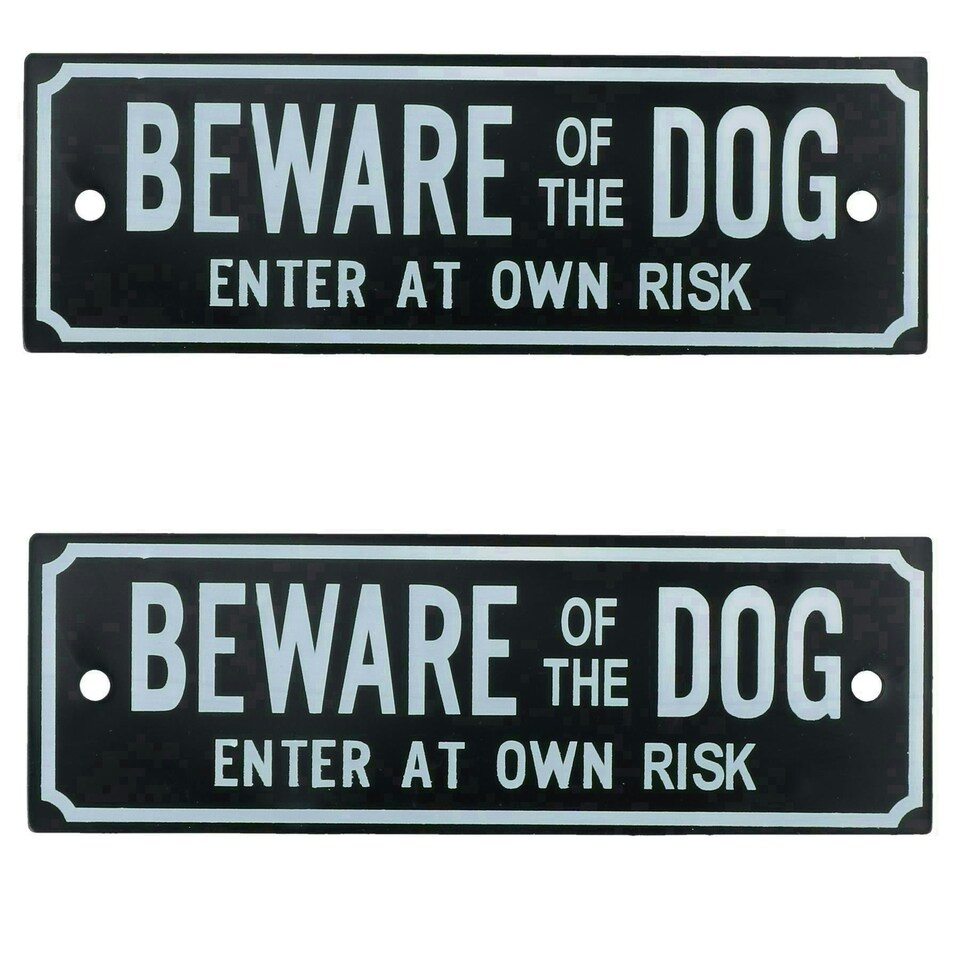 image 1 of Two Beware Of The Dog Enter At Own Risk Home Gate Dog Warning Sign