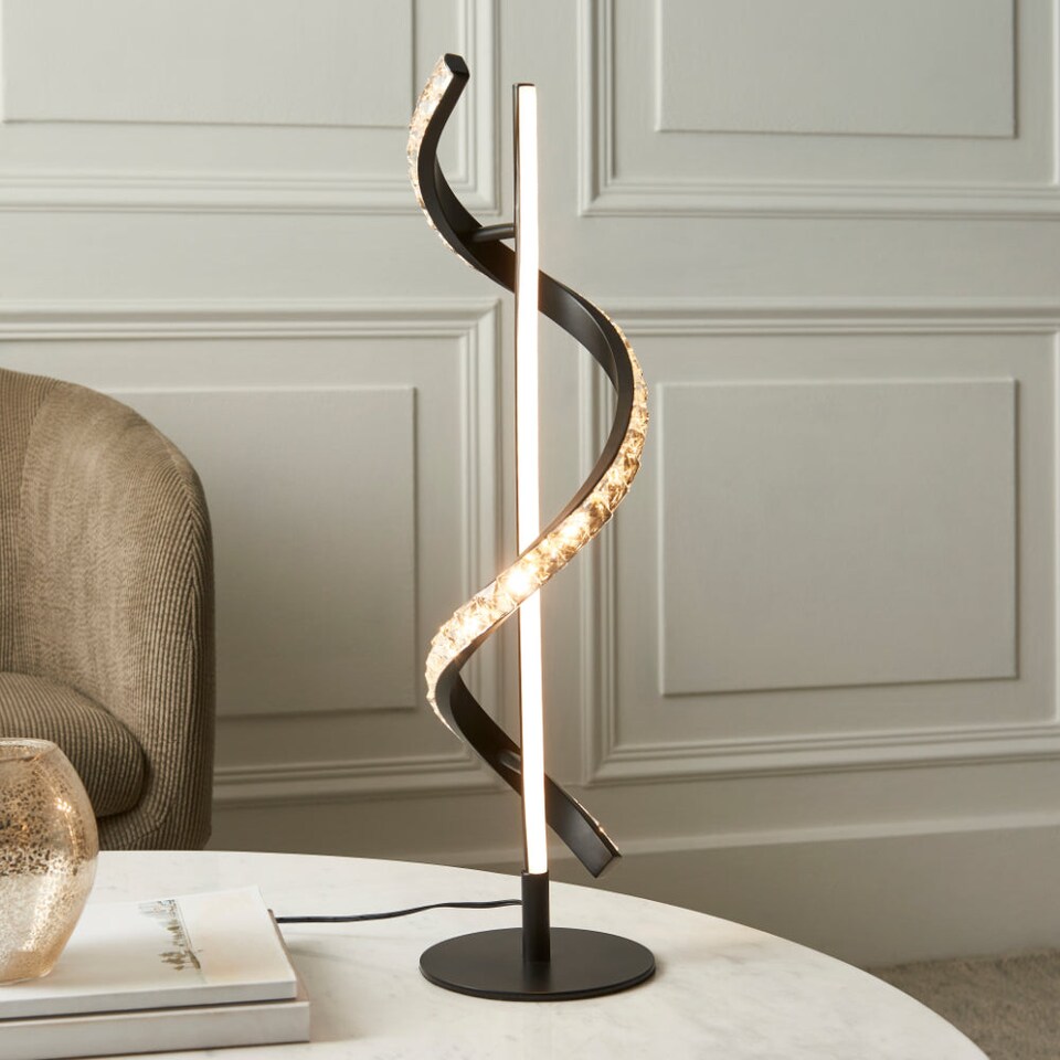 image 1 of Pagazzi Hyde Matte Black And Crystal LED Table Lamp