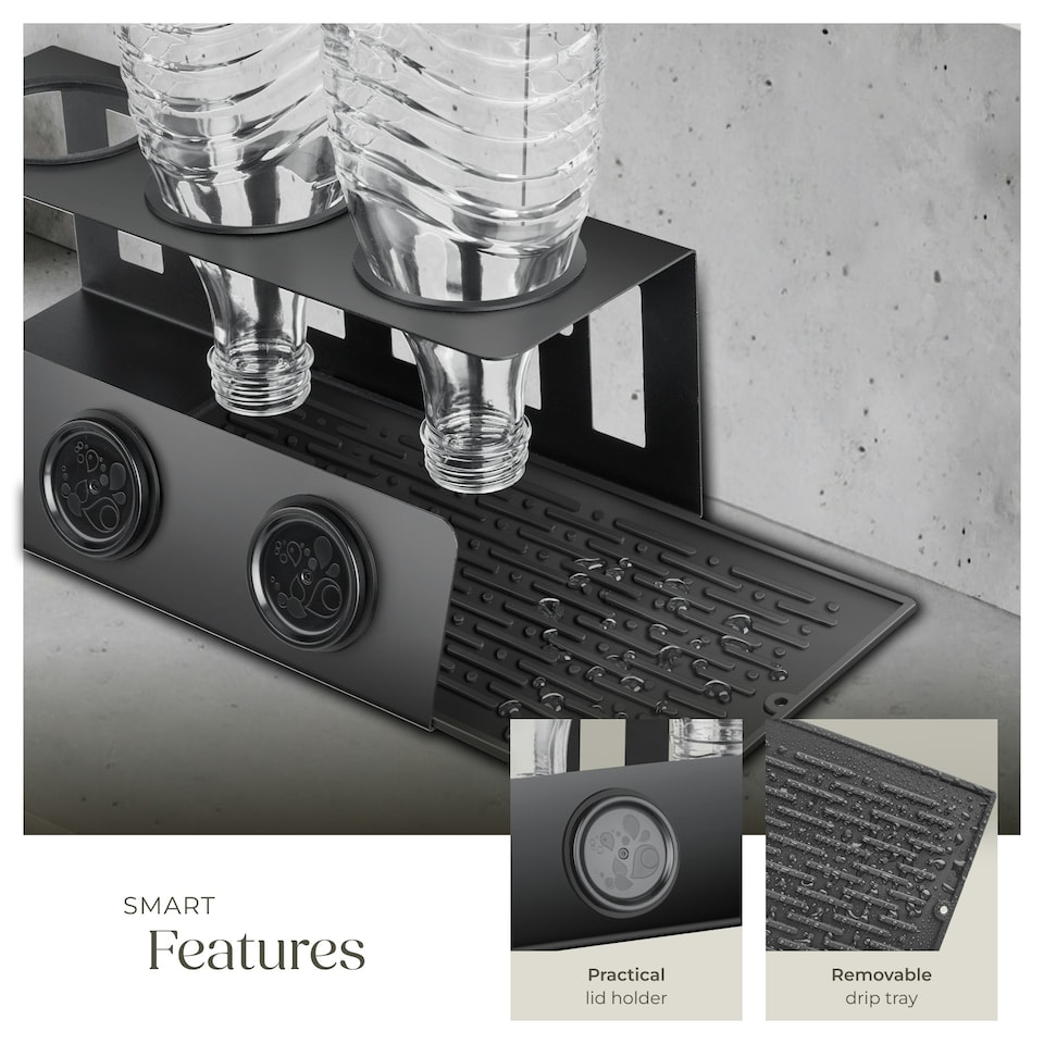 image 1 of Bottle Holder Triso - for 3 bottles, with drip tray, lid holder & cleaning brush