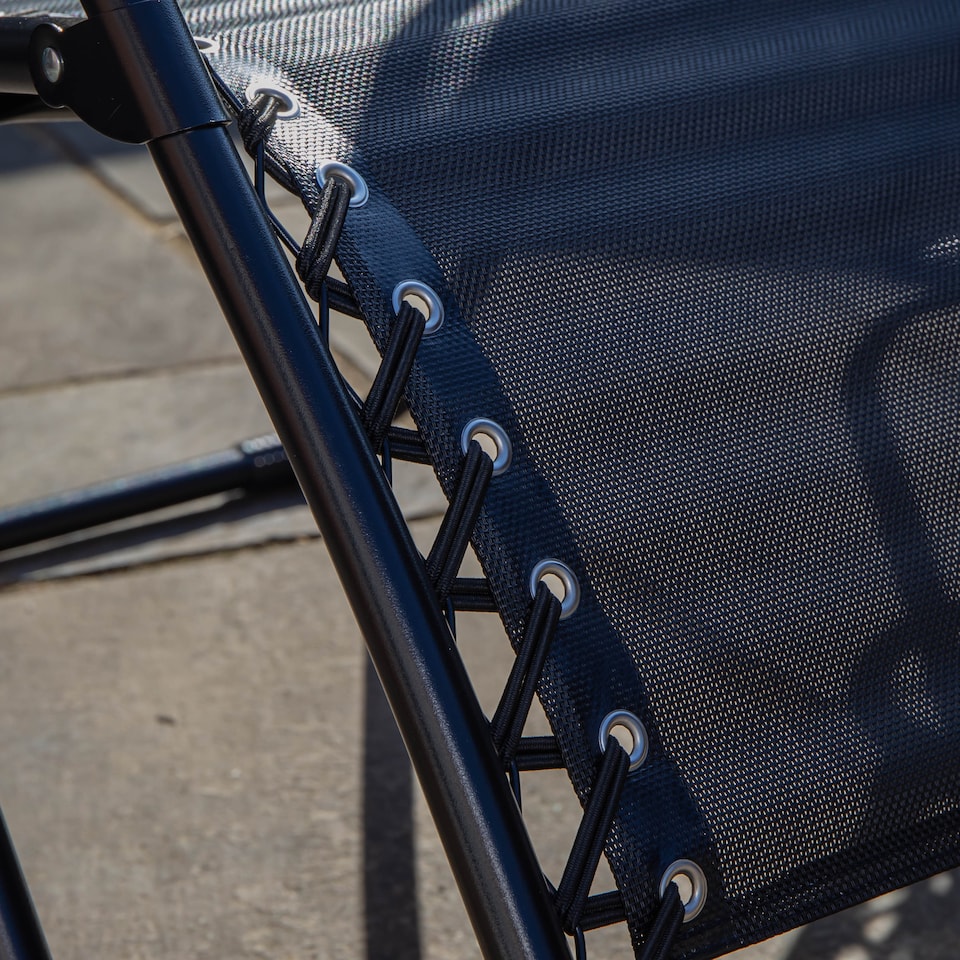 image 1 of Black Multi Position Textoline Zero Gravity Garden Relaxer Chair Lounger