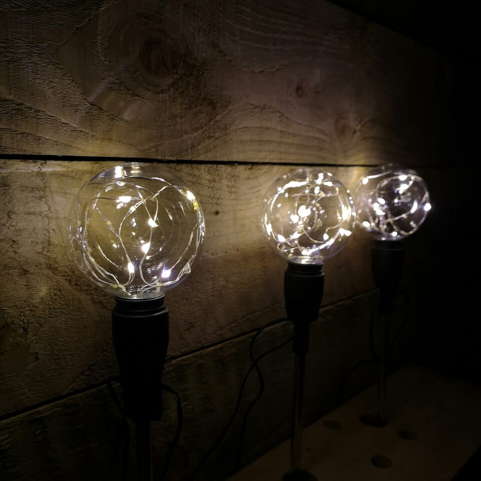 image 1 of Set of 3 Christmas Connectable Outdoor Twinkling Pathfinder Lights in Warm White
