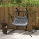 image 1 of Outsunny Outdoor PE Rattan 2 Seaters Swing Chair with Thick Padded Cushion, Patio Hanging Egg Chair with Metal Stand, Headrest, for Indoor and Outdoor, Black
