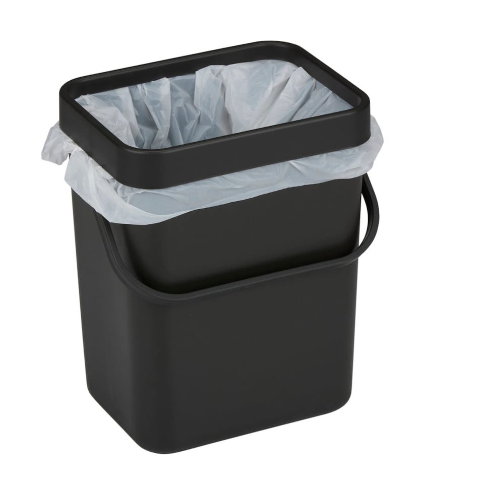 image 1 of 3L Wall Mounted Hanging Recycling Waste Bin Kitchen Cabinet Door with Handle & Lid | Black | Black