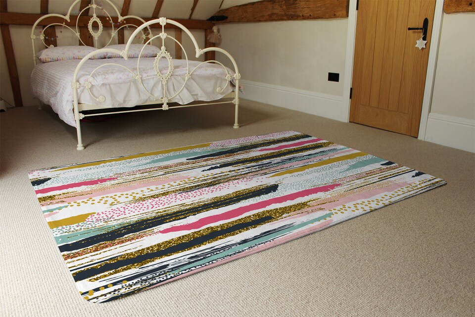 image 1 of Coloured Stripes & Spots Rug | Multi