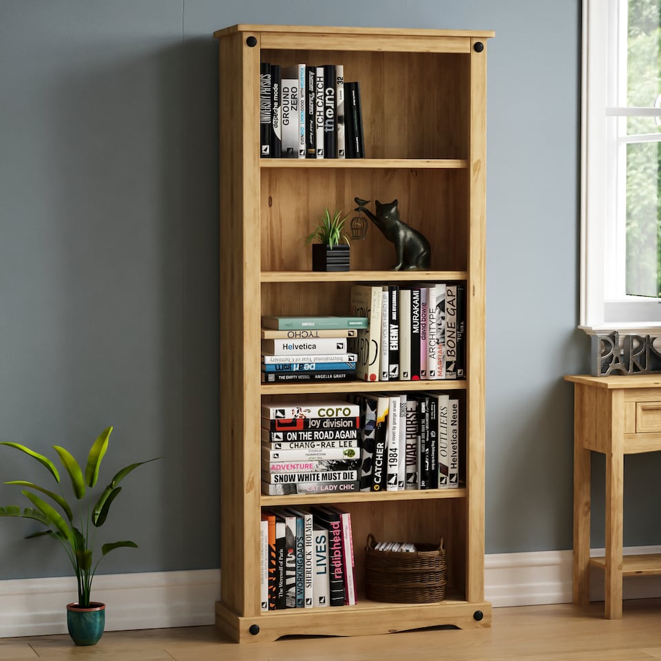 image 1 of Vida Designs Corona 5 Shelf Large Bookcase Display Unit, Solid Pine Wood
