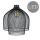 image 4 of ValueLights Sigmund Black Ceiling Pendant Shade and B22 Pear LED 4W Warm White 2700K Bulb Black