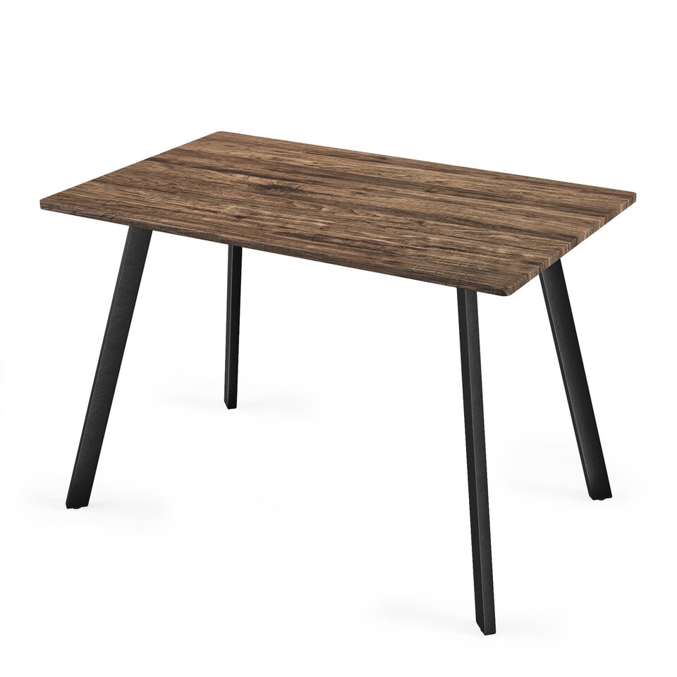 image 1 of 110cm Rectangular Dining Table with Metal Legs | Brown | Rustic Oak | 1