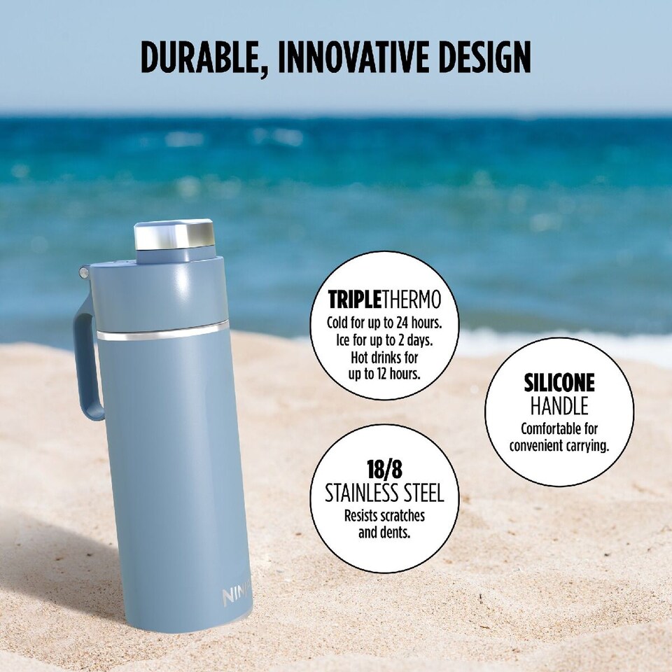 image 1 of Ninja Thirsti 700ml Travel Bottle  with BubbleLock technology Denim Blue DW2401EUUKBL