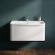 image 9 of Balterley Arch Contemporary Bathroom Wall Hung 1 Drawer Vanity & Polymarble Basin | White | Satin White