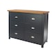 image 3 of Dunkeld 3+3 Drawer Wide Chest - Midnight Blue Painted Wood Bedroom Storage with Antique Waxed Top | Blue | Blue | 1