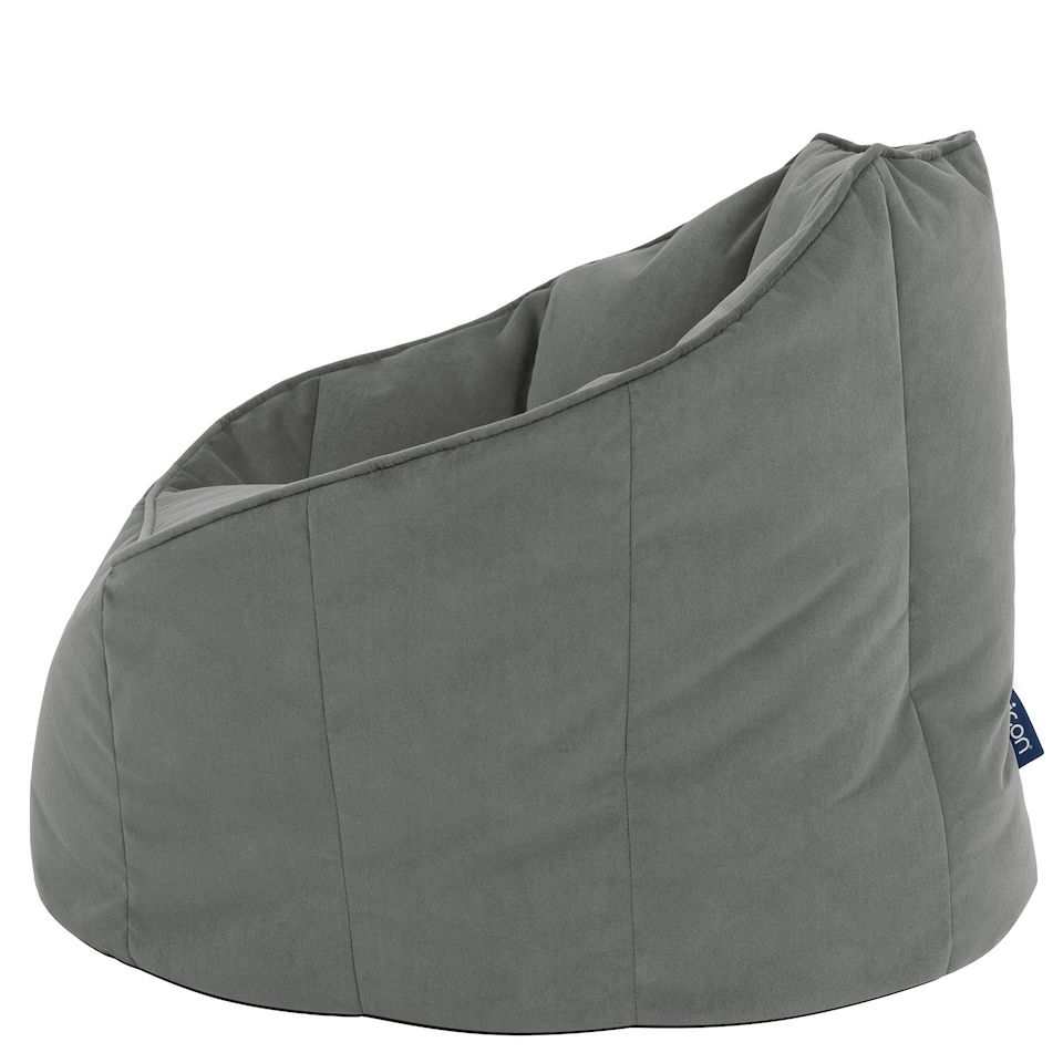 image 1 of icon Sirena  Velvet Bean Bag Accent Bean Bag Chair, Charcoal Grey