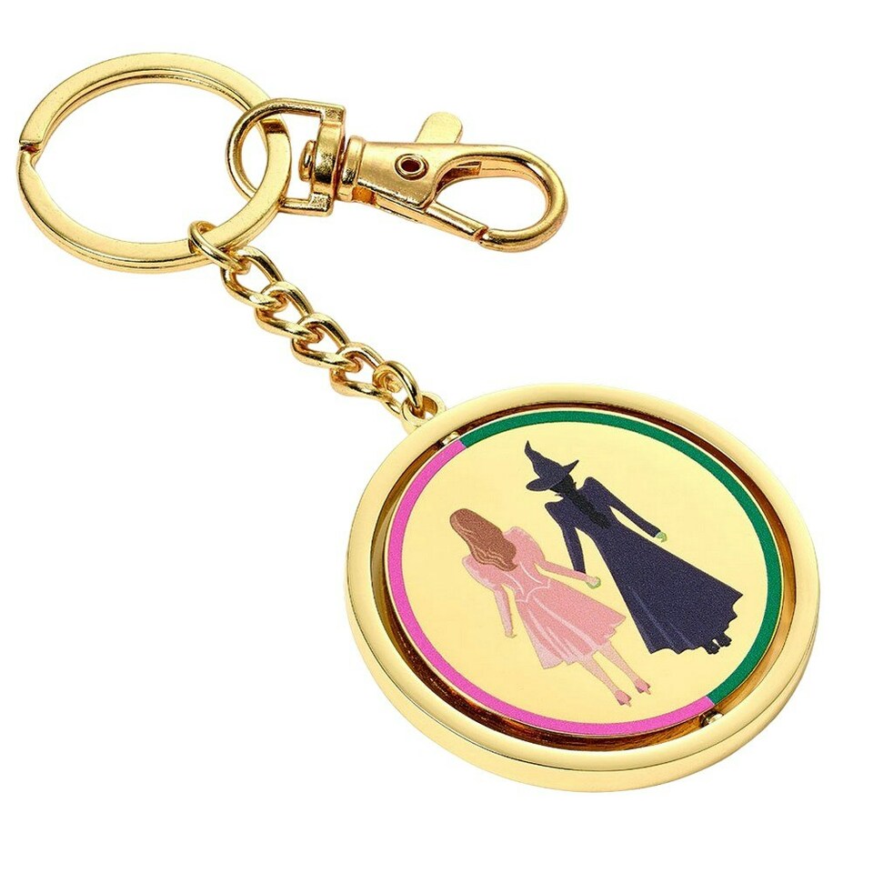image 1 of Wicked I Love The Emerald City Spinner Keyring - Yellow/Green/Gold - One Size