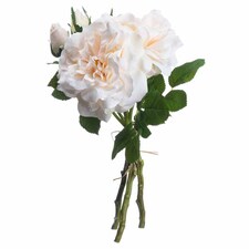 Peachy Cream Short Stem Rose Bouquet Artificial Flower - Fabric/Plastic - L25 x W25 x H35 cm - Pink/White